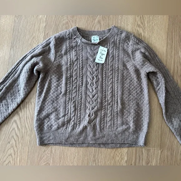 Macy’s Hippie Rose Cable Knit brown Sweater NWT - Picture 1 of 6